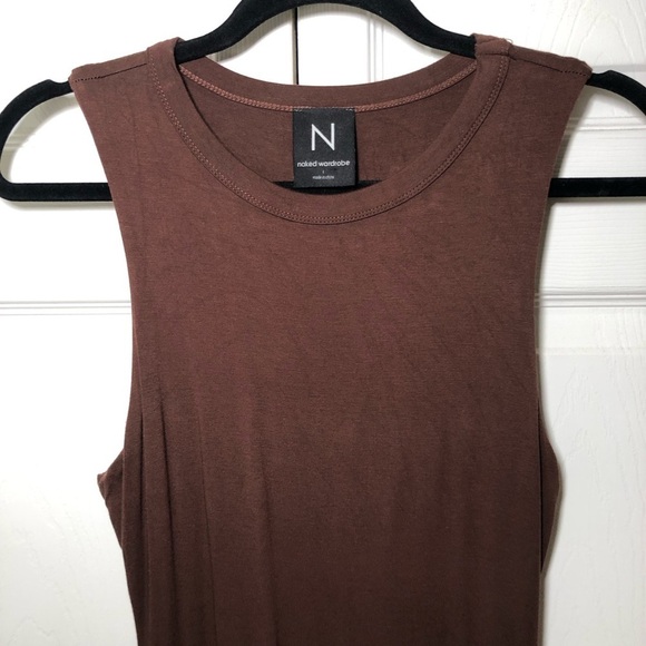 Sleeveless Brown Naked Wardrobe Smooth Maxi Dress Size L - Picture 2 of 9